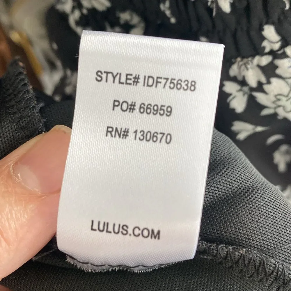 Lulus Floral Black White Ruffled Flounce Midi Dress sz M Sheer Romantic Girly - Picture 14 of 15